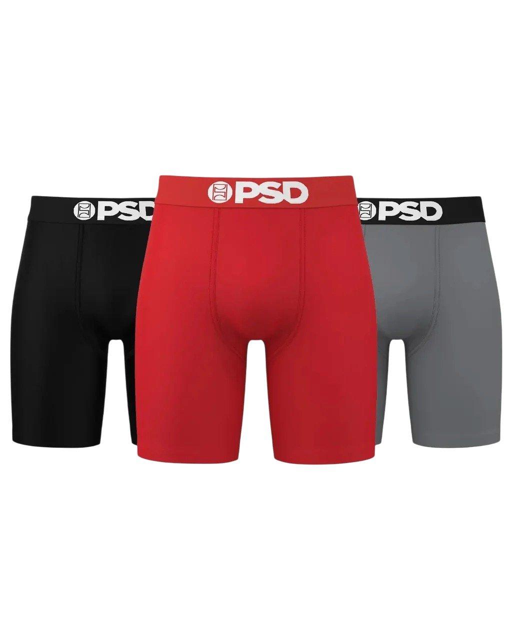 PSD Men's Solids Underwear - 3PK - BLACK/GREY/RED